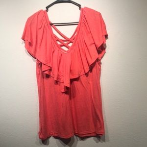 Ruffled cross cross back sleeveless shirt